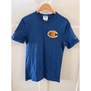 Mens CHAMPION Infused Felt "C" Royal Blue Embroidered T-Shirt C9 Size Small